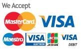 We Accept Mastercard, Visa, Laser, PayPal
